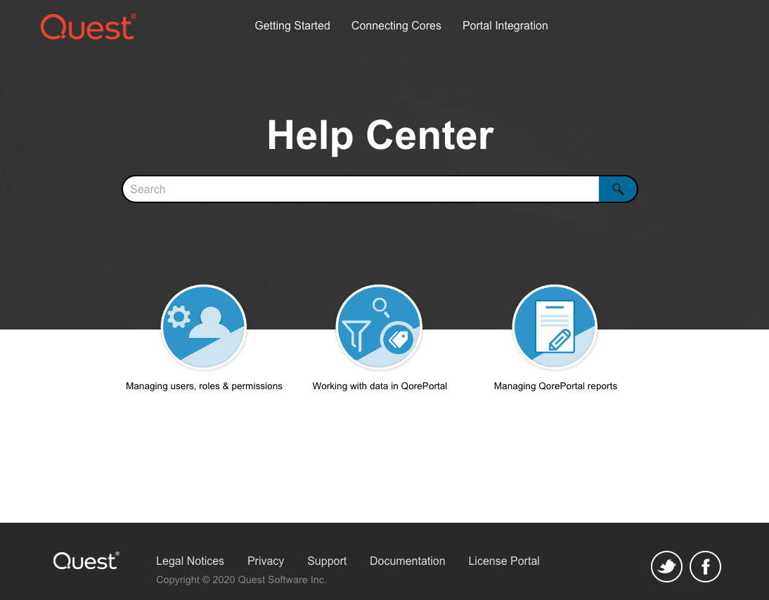 QorePortal Help Center UI after re-design process